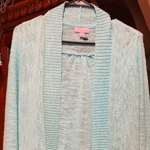 Lilly Pulitzer Blue Open Sweater Has Hole In Back GUC NWOT SZ XS